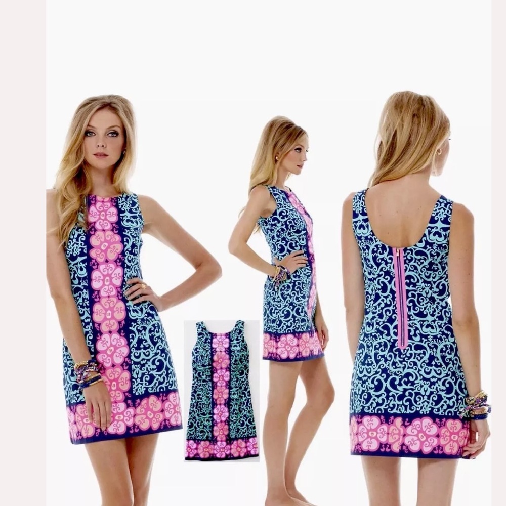 Lilly Pulitzer Delia Navy Fountain Hopping Shift - Picture 1 of 10